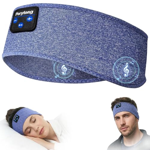 Perytong Sleep Headphones with Bluetooth 5.4 Headband, Wireless Sleeping Headphones for Side Sleepers, Sweat-Proof Sport Headband Headphones with Built-in Speakers for Yoga Running Travel - color: TwilightBlue