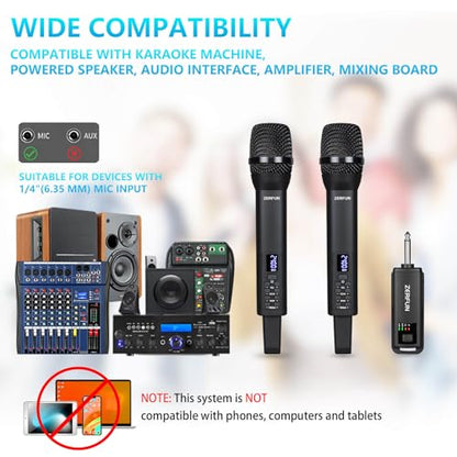 Rechargeable Wireless Microphones Dual, D240, Black - color: Black, style: 2 Mics