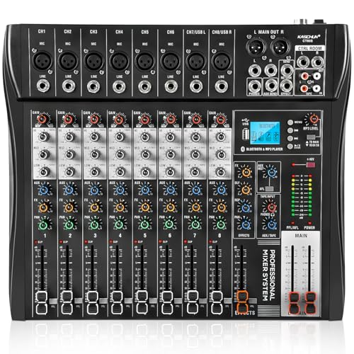 8-Channel Audio Mixer, Recording Sound Board with Bluetooth