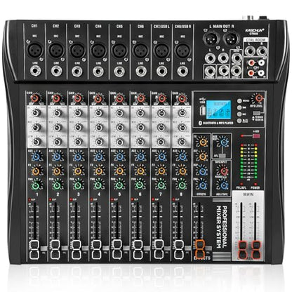 8-Channel Audio Mixer, Recording Sound Board with Bluetooth