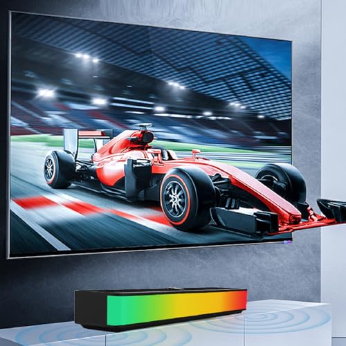 RGB Desktop Soundbar, 2.0 Channel Computer Speaker with Dynamic Lighting and Audio Light Sync, Volume Knob