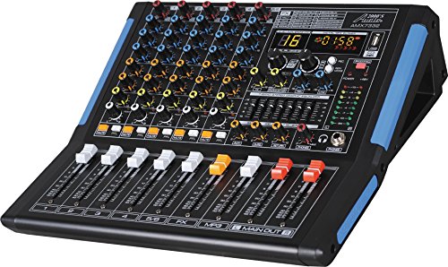 Professional Six-Channel Audio Mixer with USB Interface, Bluetooth, and DSP Sound Effects - style: 6-Channel Mixer with Bluetooth & DSP Sound Effect