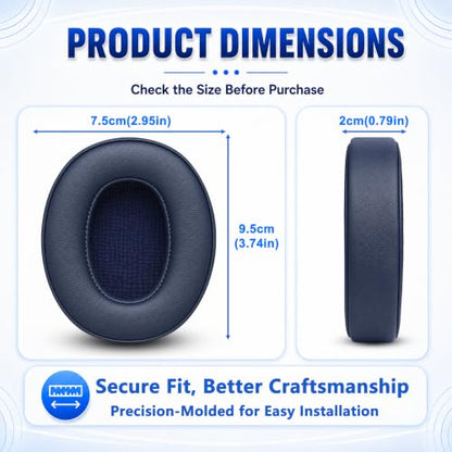 Replacement Ear Pads for Skullcandy Crusher Wireless ANC/Evo/540, Hesh3/ANC/Evo, Venue ANC Over-Ear Headphones, Protein Leather Cushions with Memory Foam, Dark Blue - color: Dark Blue