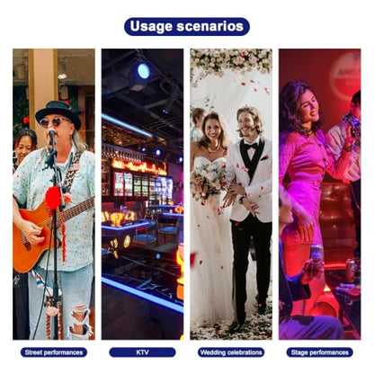 DJ Audio Mixer, DJ Mixers 4 Channel Sound Board with Bluetooth, Sound Mixer Board XRL/1/4" Interface, USB/MP3 Computer Input 48V Phantom Power Stereo DJ Studio Streaming KTV Stage