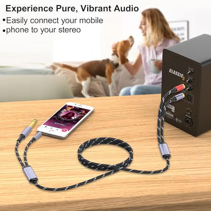 3.5mm to RCA, 1/4 TRS to Dual RCA Cable, 2-in-1 Audio Cable, Gold-Plated HiFi Sound Headphone Jack Auxiliary Cord 1/8 6.35mm Adapter Stereo Y Splitter for Phone Speaker MP3 Tablet HDTV 3.3FT - size: 3.3FT