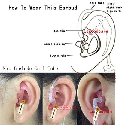 Lsgoodcare Replacement Earmold Earbud (Left and Right Ear) for Two Way Radio Acoustic Coil Tube Earpiece - Open Ear Insert Silicone Earmould Earbuds Pink Large, 10 Pairs, (Large, Pink) - color: Pink, size: large