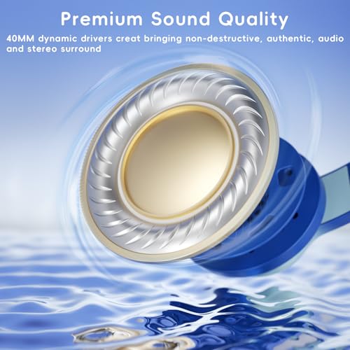 Candy Bila Wired Kids Headphones for School, Over-Ear for Boys Girls | Volume Limiter 85/94dB, HD Stereo Sound, Microphone and Wired Control,Foldable Design, Light Blue - color: Light Blue