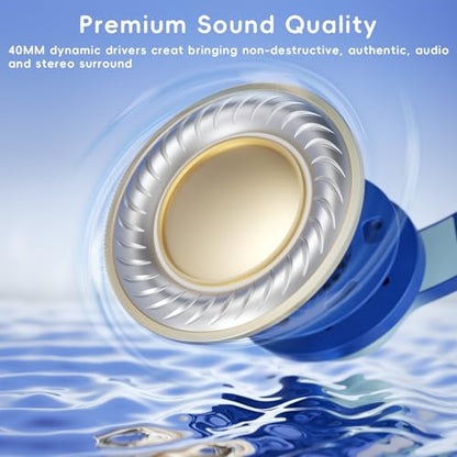 Candy Bila Wired Kids Headphones for School, Over-Ear for Boys Girls | Volume Limiter 85/94dB, HD Stereo Sound, Microphone and Wired Control,Foldable Design, Light Blue - color: Light Blue