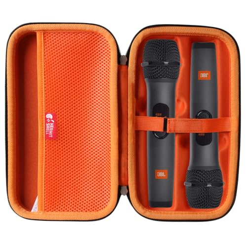 Hermitshell Hard Travel Case for JBL Wireless Two Microphone System with Dual-Channel Receiver (Black+Inner Orange) - color: Black+Inner Orange