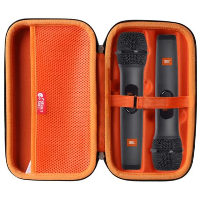 Hermitshell Hard Travel Case for JBL Wireless Two Microphone System with Dual-Channel Receiver (Black+Inner Orange) - color: Black+Inner Orange