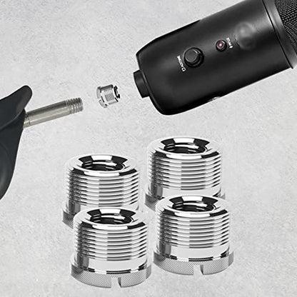 4 Piece 5/8-Inch Male to 3/8-Inch Female Knurled Mic Screw Adapter for Mic Micphone Stand