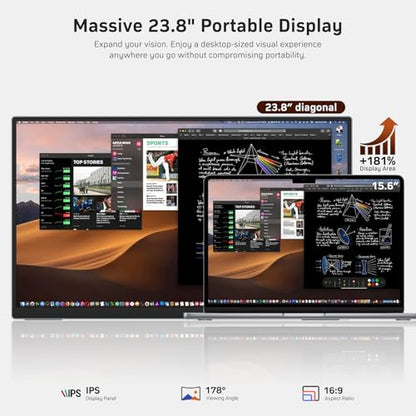 MNN 23.8" 100Hz FHD IPS USB-C HDMI Portable Gaming Monitor | 23.8" FHD IPS 100Hz, metal kickstand+speakers, USB-C/HDMI, PC/Phone/PS5/Xbox/Switch, home office & gaming. - size: 23.8" 1080P