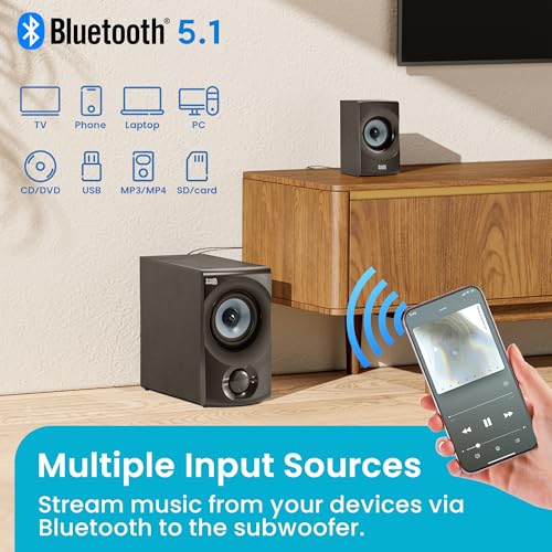 Acoustic Audio by Goldwood Bluetooth 2.1 Speaker System 2.1-Channel Home Theater Speaker System, with Optical/Aux/USB/SD Inputs Black (AA2172) - color: Grey
