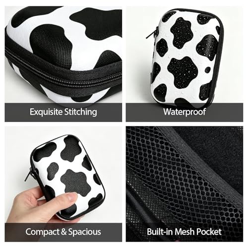 【Woyinger】 Printed EVA Hard Earbud Case Travel Organizer, Carrying Pouch for Wired & Wireless Earphones, Charging Cables, USB Flash Drives, Electronics Accessories Bag, Black and White - color: A1-Black and White
