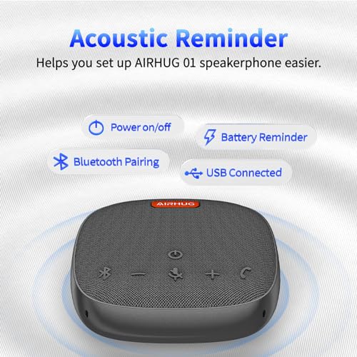 AIRHUG Conference Speaker and Microphone, Bluetooth & USB Speakerphone | 360° Voice Pickup, Advanced Noise Reduction & Echo Cancellation, USB-C Plug & Play, Compatible with Zoom & MS Teams