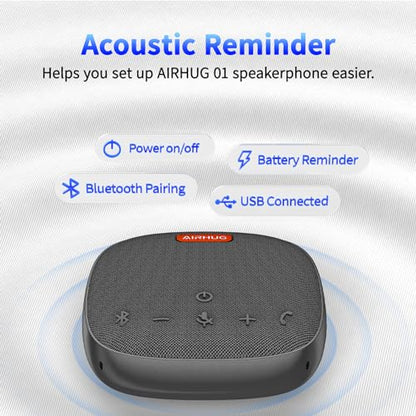 AIRHUG Conference Speaker and Microphone, Bluetooth & USB Speakerphone | 360° Voice Pickup, Advanced Noise Reduction & Echo Cancellation, USB-C Plug & Play, Compatible with Zoom & MS Teams