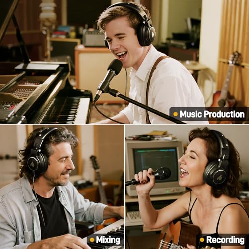 MAONO MH700 Wired Studio Headphone for Podcast Recording DJ Mixing Monitor | Professional Close Back Over Ear Stereo Headset w/ 50mm Driver & 3.5mm to 6.35mm Jack for Computer Guitar AMP Piano Keyboard