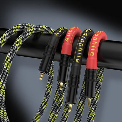 HiFi Interconnect Cable 2RCA Male to Dual RCA Male AV Cables,Digital & Analogue Subwoofer Stereo Audio Cable for Home Theater,HDTV,Amplifiers,Hi-Fi System (1.5M/5FT) - size: 1.5M/5FT