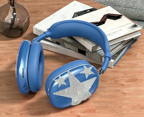 [4 in 1] Case Cover for AirPods Max 2/1 (2026/2024/2020) Ear Pad Case Cover/Headband Cover/Ear Cups Cover with Bling Star for Apple AirPods Max Headphones (Dark Blue Stars) - color: Dark Blue Stars
