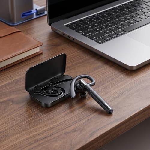 Bluetooth Headset, Wireless Earpiece V5.0 with Noise Canceling Mic, 8-10H Talk Time, Hands-Free for Driving Business Office, Compatible with iPhone Android