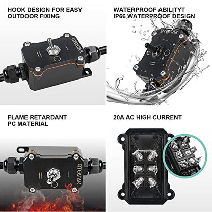 Inline Cord Switch, I/II ON-Off-ON 3 Position Toggle Switch | AC 15A 250V/20A 125V, Waterproof in-Line Power Switch, 6 Screw Pin Terminals, Two-Side Entry & Exit Outdoor Control - style: ON-OFF-ON (I/II )