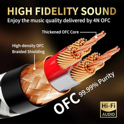 Audiophile 3.5mm Audio Cable, 4N OFC TRRS AUX Cord, 3.3ft | 24K Gold-Plated Plugs, Auxiliary Cord with HiFi Sound & Clear Calls, for Car Stereo, Home Audio, Smartphones, Headphones