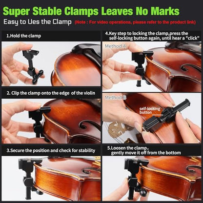 UHF Wireless Violin Cello Microphone System Violin Pickup Clip-on Instrument Microphones with Transmitter and Receiver for Musicians, Teachers, Stage Performances, Active PA Systems, 196ft Range - style: U-730 Violin Cello Microphone