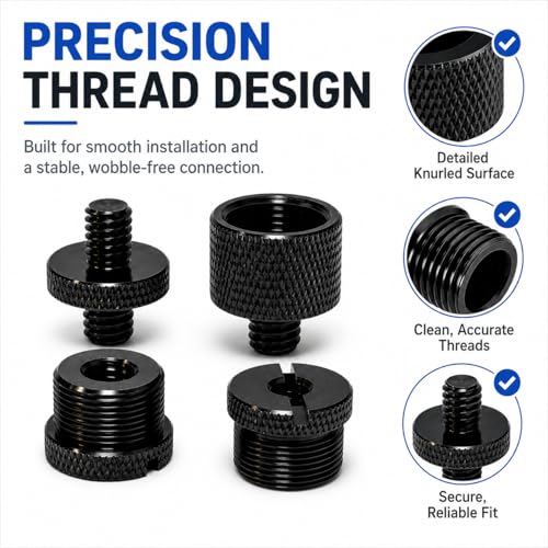 16 Pack Mic Stand Adapter Kit with Extension Tubes, 1/4, 3/8 and 5/8