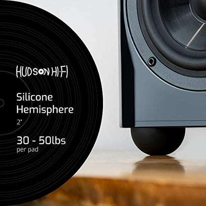 Hudson Hi-Fi Speaker Isolation Feet (8-Pack, 2") – Adhesive Silicone Anti-Vibration Pads for Speakers, Turntables, Subwoofers & Amplifiers, Supports 30-50 lbs Per Pad