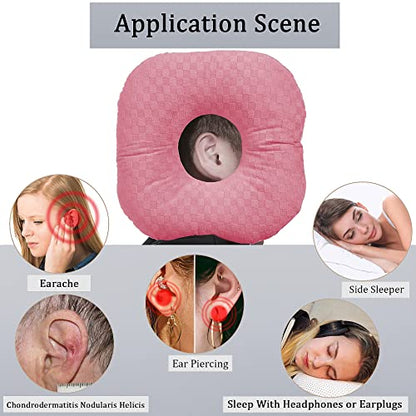 Ear Piercing Pillow with Hole for Cartilage Piercings, CNH Support - color: Pink