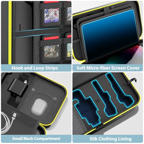 OIVO Carrying Case Compatible with 2025 Nintendo Switch, Portable Switch 2 Travel Carry Case Fit for Joy-Con 2 & Adapter, Hard Shell Protective Pouch Bag with 24 Game Slots, Yellow - color: Yellow