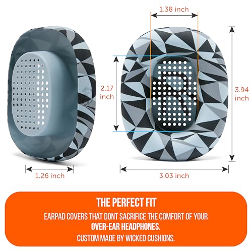 WC SweatZ Max - Patented Silicone Sweat Covers for AirPods Max 1 | Made by Wicked Cushions | (Does Not Fit AirPods Max 2). Sweatproof, Full Earpad Protection | Geo Grey - color: Geo Grey