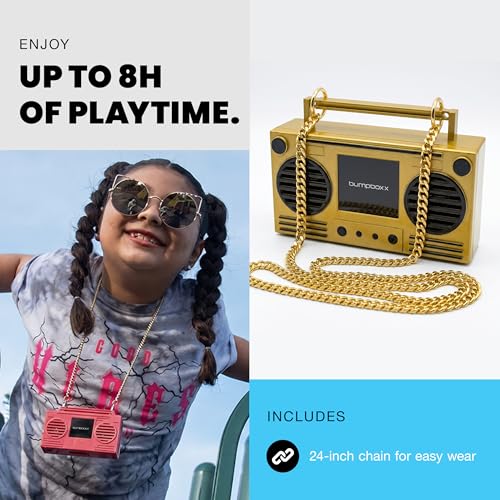 Bumpboxx MicroBoom Wearable Bluetooth Speaker with 24" Gold-Plated Chain | Includes a 24-inch gold-plated chain and rechargeable lithium-ion battery. - color: Gold