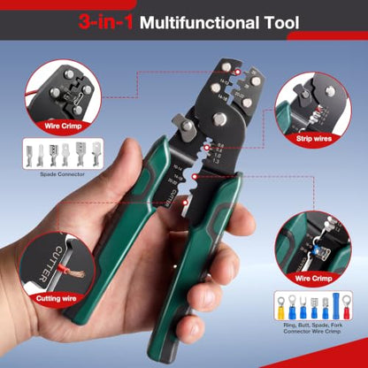 1150Pcs Wire Connectors Kit, Insulated Electrical Terminals with Crimping Tool, Ring Butt Spade Fork Terminal Connectors Assortment for Automotive Wiring Home Electrical Repairs