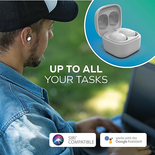 Mini Invisible Wireless Earbuds, Bluetooth 5.3, Mic & Charging Case, White | 12-HR Playtime, Touch Control, Sweat & Splash Resistant, Works with Siri, Alexa & Google, Compatible with iPhone & Android - color: B-White