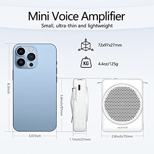 Mini Voice Amplifier with Microphone Headset, Portable Speaker with Mic | Quick Charging Amplifier, Wired Headset Microphone with Speaker for Teachers, Training, Meeting, Tour Guide, Yoga, Classroom - color: White