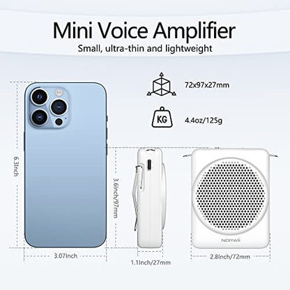 Mini Voice Amplifier with Microphone Headset, Portable Speaker with Mic | Quick Charging Amplifier, Wired Headset Microphone with Speaker for Teachers, Training, Meeting, Tour Guide, Yoga, Classroom - color: White