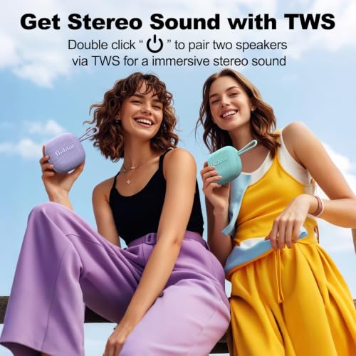 Bobtot Portable Wireless Bluetooth Speaker, IPX7 Waterproof | 16H Playing Time, Loud Stereo Sound, Built-in Mic, TWS, Small Size with Carry Lanyard, Pink - color: Pink