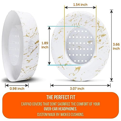 WC SweatZ Studio - Patented Covers for Beats Studio 3 (A1914) & 2 (B0500) | Made by Wicked Cushions | Made with Premium Silicone | Also fits B0501 | Gold Marble - color: Gold Marble