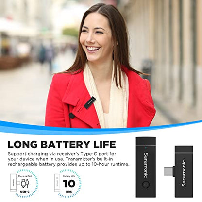 Saramonic Wireless Lavalier Microphone System For iPhone iPad 2.4Ghz Professional Clip On Lapel Condenser Plug-Play Mic For Vlog Interview Live Streaming Recording Video Youtube SR-Blink Go-U1 (TX+RX) - size: SR-Blink Go-U1