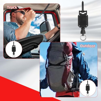 Retractable CB Mic Holder with D-Ring Adjustable Lanyard Snap Clip | CB Radio Microphone Hanger Mount, Durable Tether, Car Truck Off-Road Vehicle Drivers Accessories
