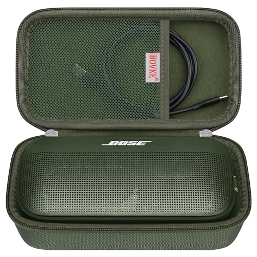 BOVKE Hard Travel Speaker Case for Bose New SoundLink Flex Speaker (2nd Gen) / Bose SoundLink Flex Bluetooth Portable Speaker, Mesh Pocket for Charger, Charging Cables, Accessories, Cypress Green - color: Cypress Green
