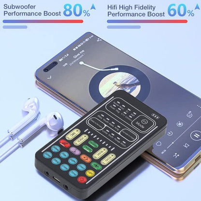 Voice Changer, Voice Changer Device Handheld Sound Card 8 Fixed Sound Effects Plug and Play, Gaming Recording, for Mobile Phone Computer