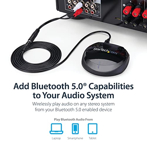 StarTech Bluetooth 5.0 Audio Receiver, NFC, 3.5mm RCA & Toslink, HiFi DAC | BT 5.0 stereo receiver, SPDIF optical out, For speakers PC or TV, Wireless bluetooth aux - style: Digital Toslink/SPDIF Optical Output