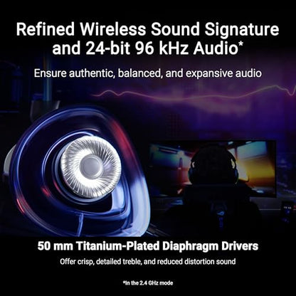 ASUS ROG Delta II Wireless Gaming Headset with Detachable Mic – Black | Tri-Mode (BT 2.4GHz via ROG SpeedNova, 3.5mm), 50mm Titanium Drivers, 110hr Battery, DualFlow Audio for PC, Switch, PS5, Xbox - color: Black