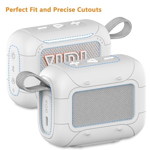 Protective Case for JBL Go 5 Portable Bluetooth Speaker | Accessories Hard Carrying Case and Silicone Cover with Metal Carabiner (White Case) - color: White Case