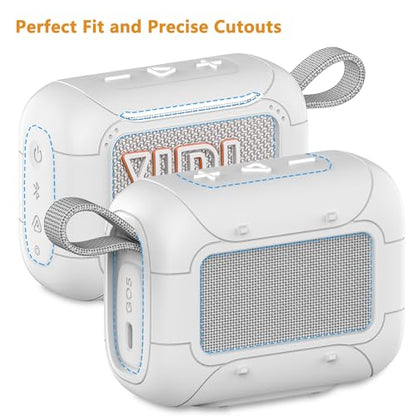 Protective Case for JBL Go 5 Portable Bluetooth Speaker | Accessories Hard Carrying Case and Silicone Cover with Metal Carabiner (White Case) - color: White Case