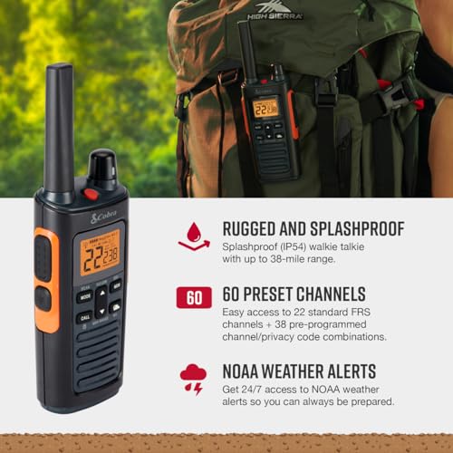 Cobra RX680 Walkie Talkies (2-Pack), IP54 Water Resistant Design | Rugged & Splashproof Two Way Radios Long Range, 60 Pre-Programmed Channels, Weather Alerts - style: RX680