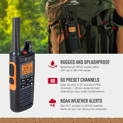 Cobra RX680 Walkie Talkies (2-Pack), IP54 Water Resistant Design | Rugged & Splashproof Two Way Radios Long Range, 60 Pre-Programmed Channels, Weather Alerts - style: RX680