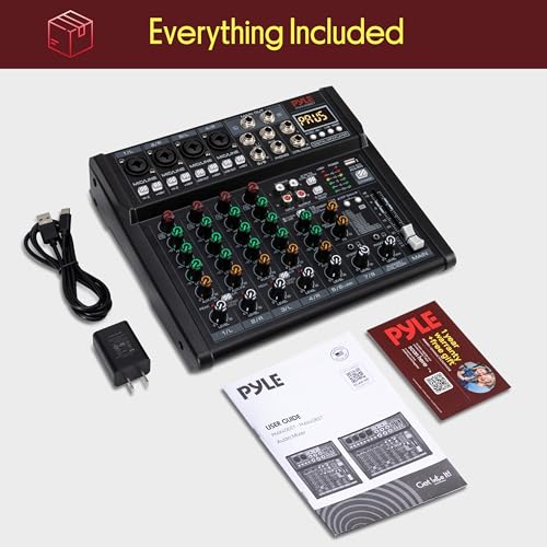Pyle 8 Channel Studio Mixer - Small Footprint, USB - PC Recording, Bluetooth In, MP3 Player, DSP Effects, +48V Phantom Power, XLR Combo Inputs, Control Room Out, Smooth Dials and Faders - PMX408ST - size: 8